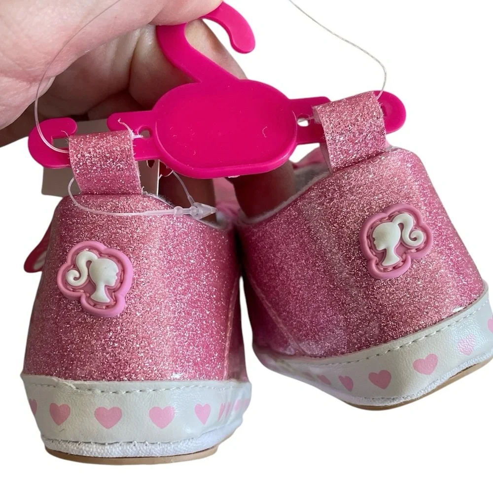 Barbie Pink Glitter Kids Shoes Size 3 - Picture 4 of 6